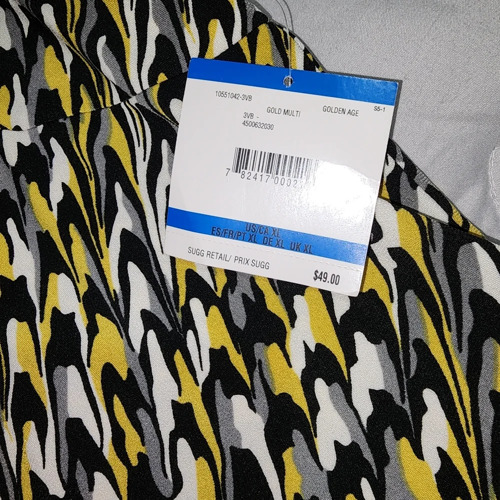 NWT - Kasper Women's Sleeveless Top - Yellow, Gray, White, and Black - Picture 3 of 3